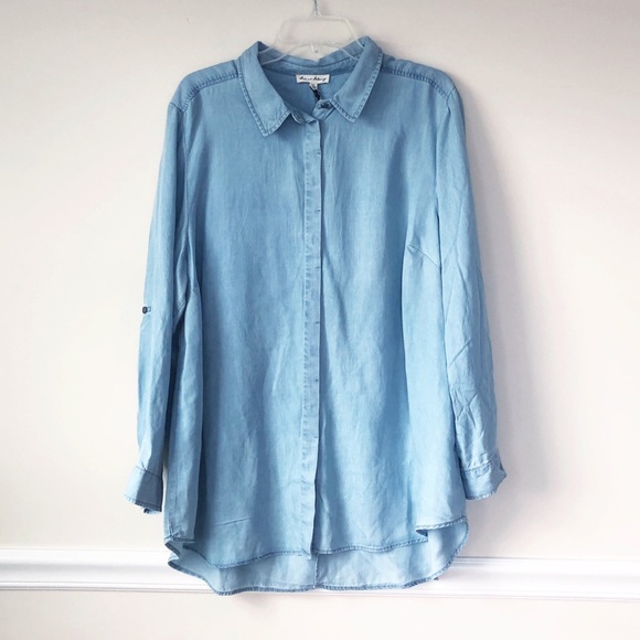 Jane and Delancey Tops - Jane and Delancey Split Back Denim Shirt NWT